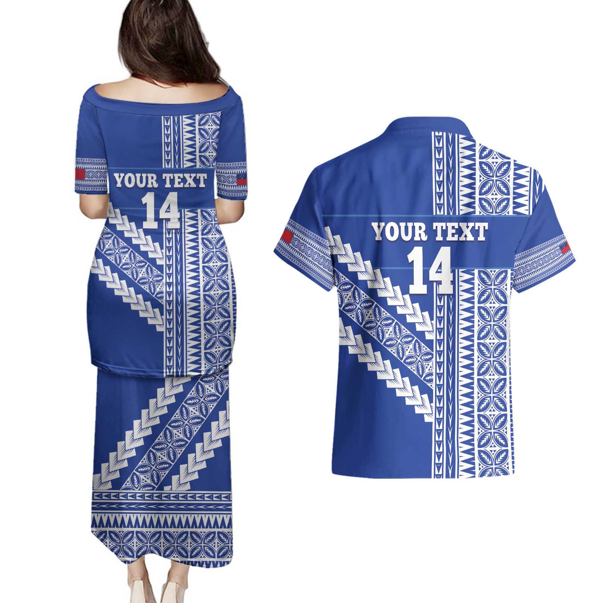 Fetu Samoa Rugby Custom Couples Matching Puletasi and Hawaiian Shirt Siapo Pattern - Sporty Style LT14 - Polynesian Pride