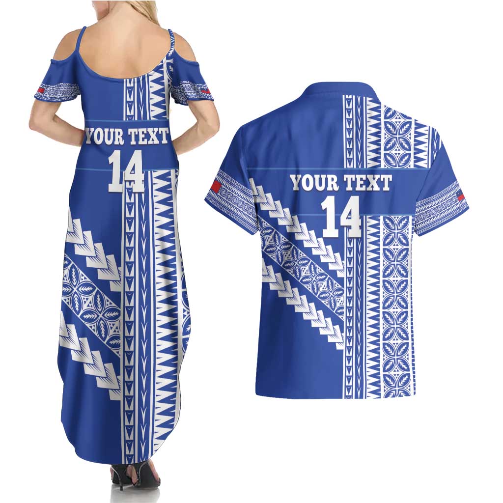 Fetu Samoa Rugby Custom Couples Matching Summer Maxi Dress and Hawaiian Shirt Siapo Pattern - Sporty Style LT14 - Polynesian Pride