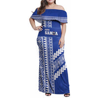 Fetu Samoa Rugby Custom Family Matching Off Shoulder Maxi Dress and Hawaiian Shirt Siapo Pattern - Sporty Style