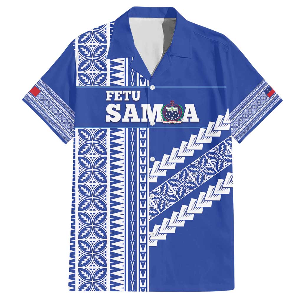 Fetu Samoa Rugby Custom Hawaiian Shirt Siapo Pattern - Sporty Style LT14 Blue - Polynesian Pride