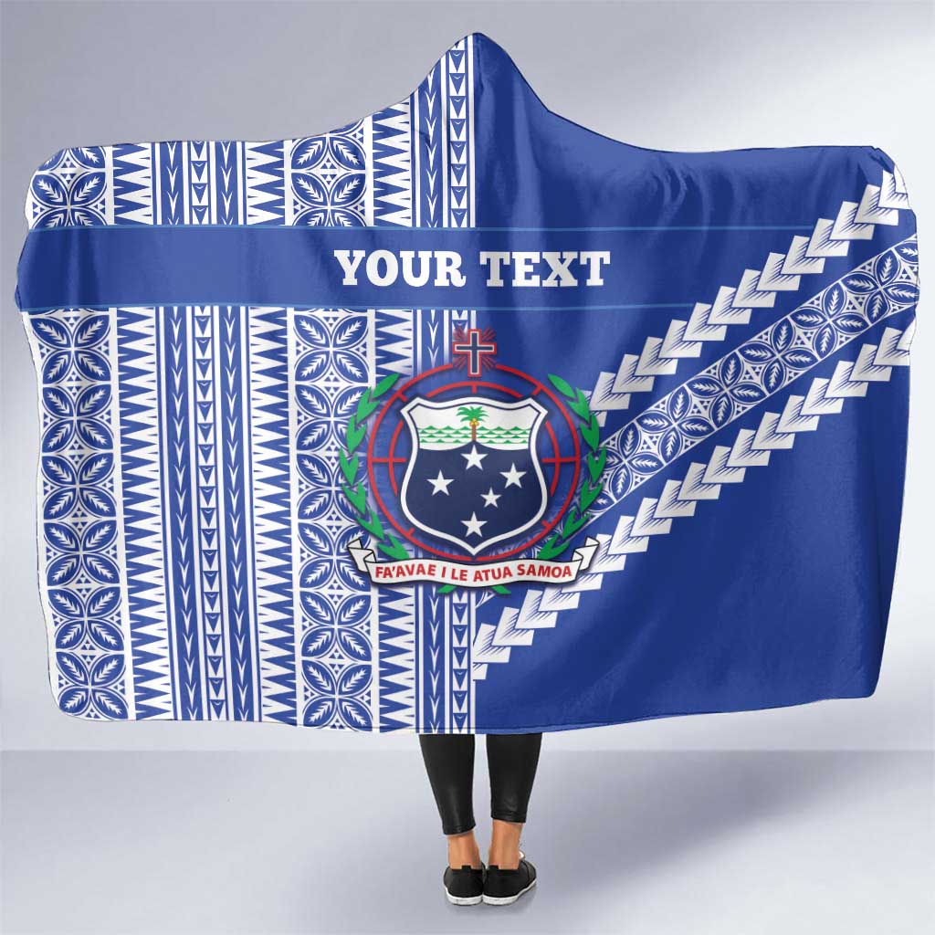 Fetu Samoa Rugby Custom Hooded Blanket Siapo Pattern - Sporty Style LT14 One Size Blue - Polynesian Pride