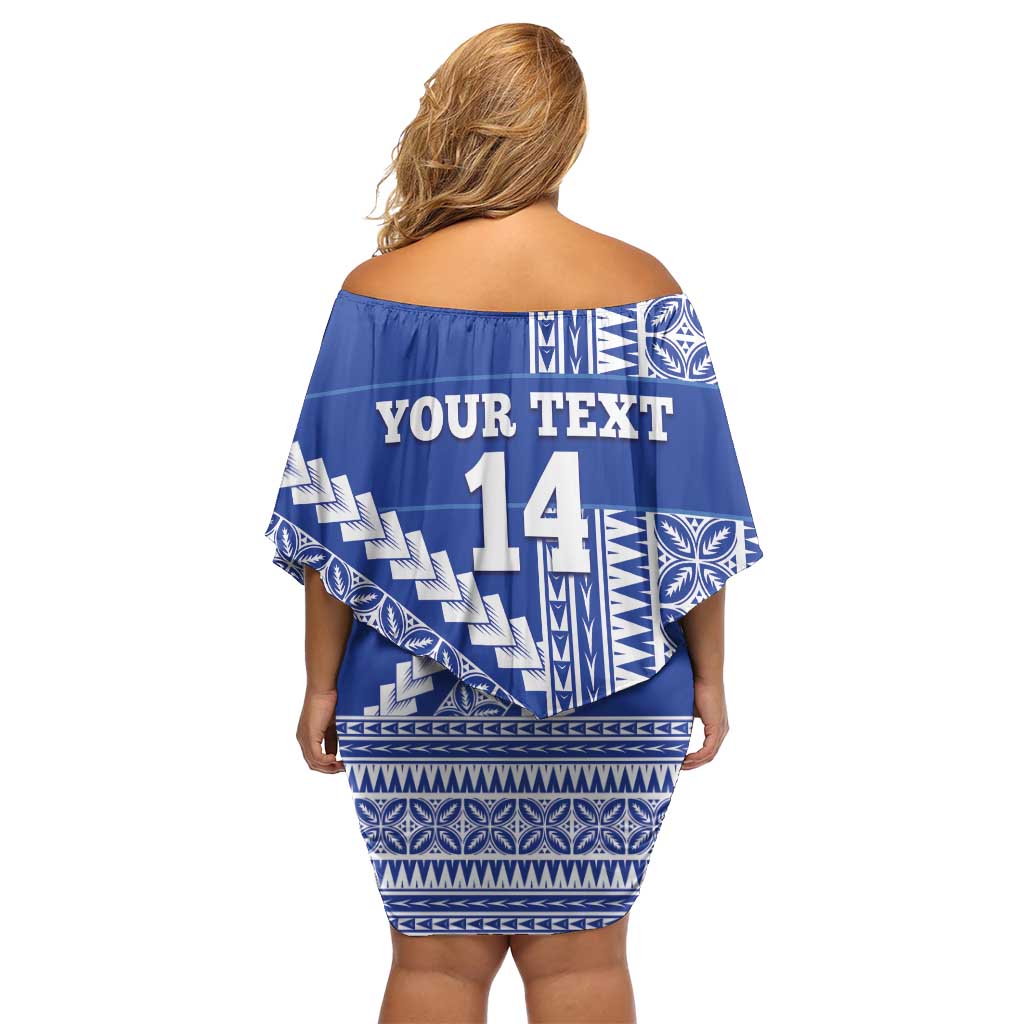 Fetu Samoa Rugby Custom Off Shoulder Short Dress Siapo Pattern - Sporty Style LT14 - Polynesian Pride