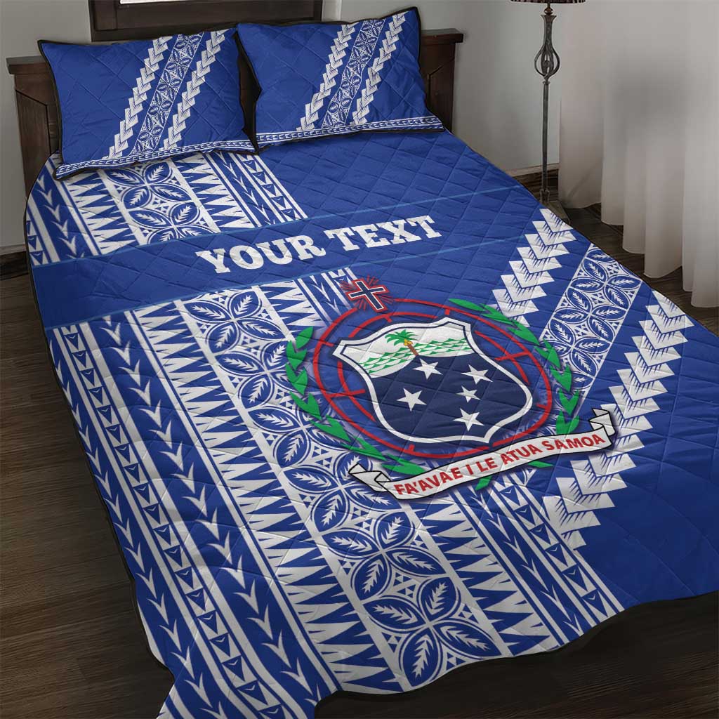 Fetu Samoa Rugby Custom Quilt Bed Set Siapo Pattern - Sporty Style LT14 Blue - Polynesian Pride