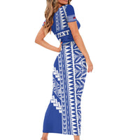 Fetu Samoa Rugby Custom Short Sleeve Bodycon Dress Siapo Pattern - Sporty Style LT14 - Polynesian Pride