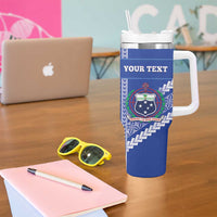 Custom Fetu Samoa Rugby Tumbler With Handle Siapo Pattern - Sporty Style LT14 - Polynesian Pride
