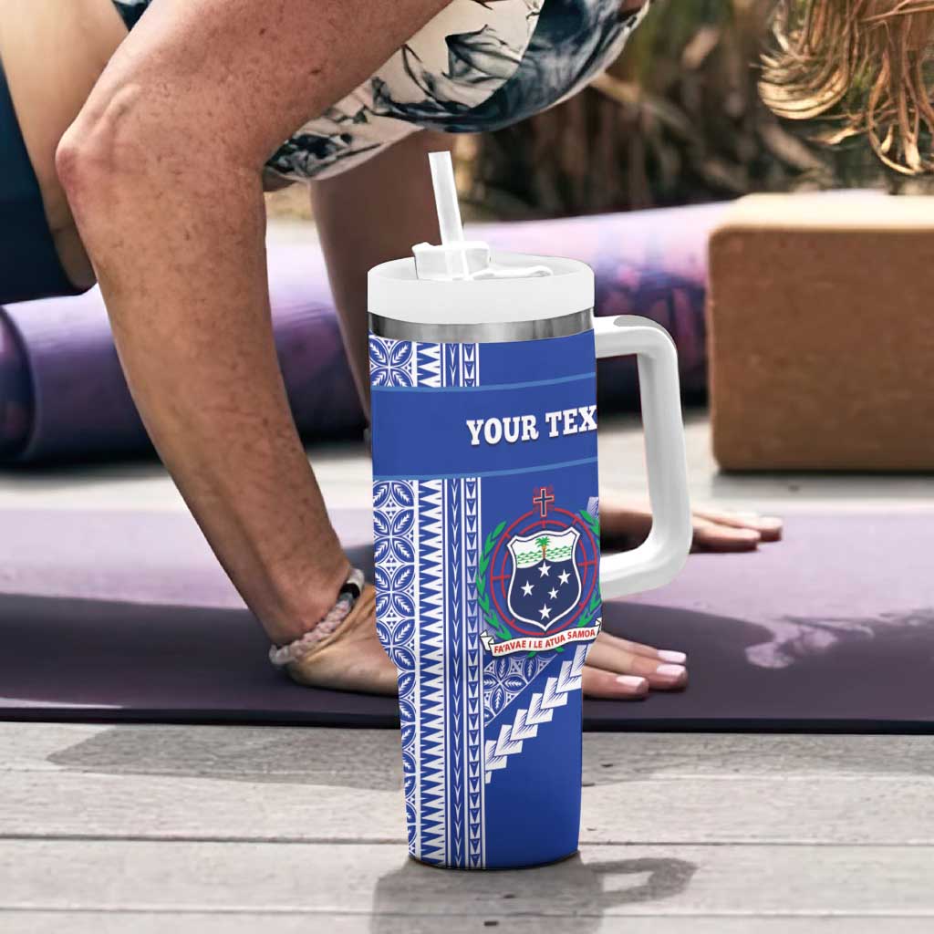 Custom Fetu Samoa Rugby Tumbler With Handle Siapo Pattern - Sporty Style LT14 - Polynesian Pride