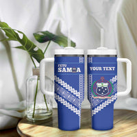 Custom Fetu Samoa Rugby Tumbler With Handle Siapo Pattern - Sporty Style LT14 - Polynesian Pride