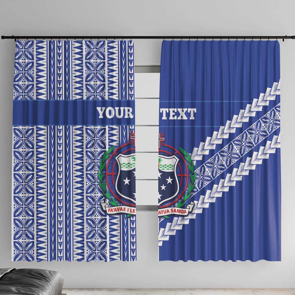 Fetu Samoa Rugby Custom Window Curtain Siapo Pattern - Sporty Style LT14 With Hooks Blue - Polynesian Pride