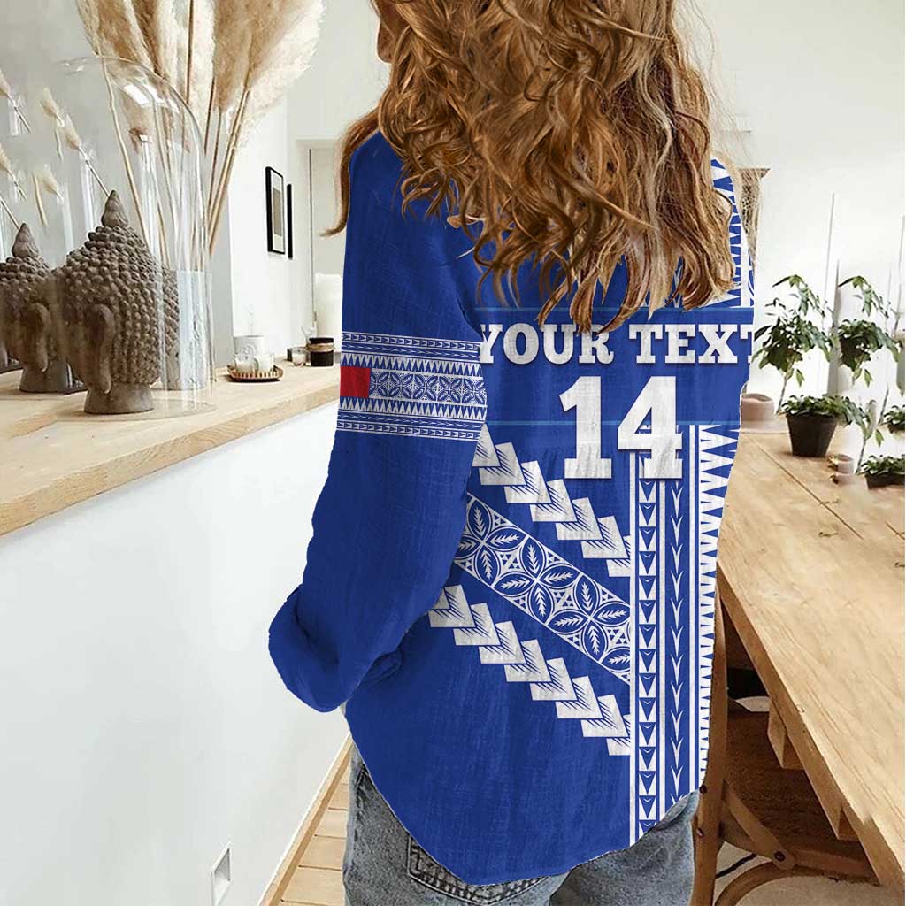 Fetu Samoa Rugby Custom Women Casual Shirt Siapo Pattern - Sporty Style