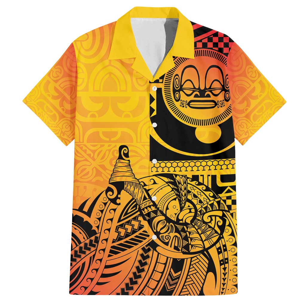 Marquesas Islands Family Matching Puletasi and Hawaiian Shirt Marquesan Matatiki Fish Hook Patutiki - Polynesian Pride