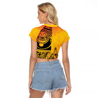 Marquesas Islands Raglan Cropped T Shirt Marquesan Matatiki Fish Hook Patutiki - Polynesian Pride
