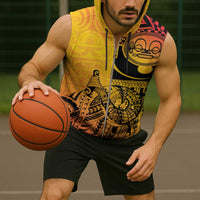 Marquesas Islands Sleeveless Zip Hoodie Marquesan Matatiki Fish Hook Patutiki - Polynesian Pride