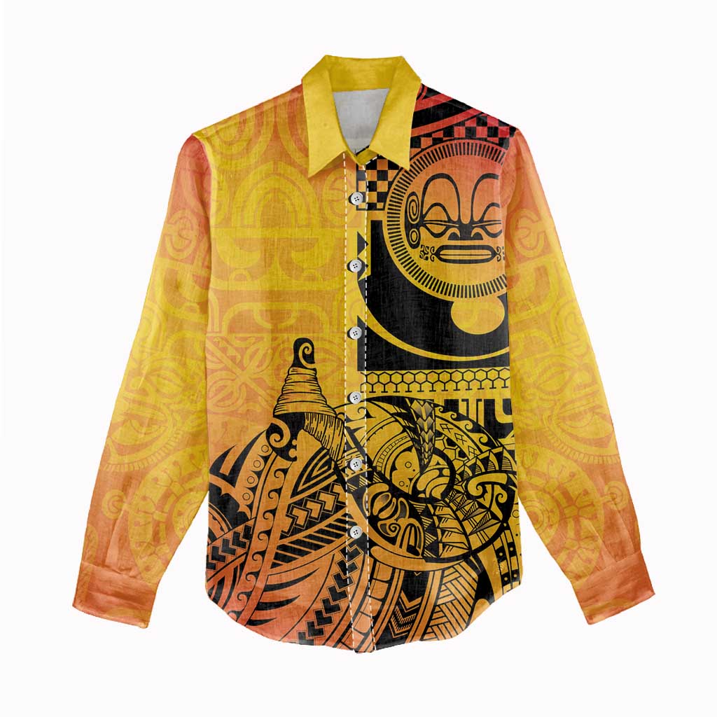 Marquesas Islands Women Casual Shirt Marquesan Matatiki Fish Hook Patutiki - Polynesian Pride