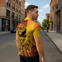 Marquesas Islands Zipper Polo Shirt Marquesan Matatiki Fish Hook Patutiki - Polynesian Pride