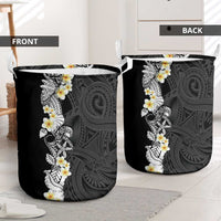 Black Samoa Tattoo Laundry Basket Plumeria Samoan Ocean Tatau Pattern - Polynesian Pride