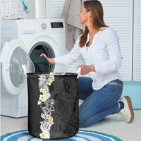 Black Samoa Tattoo Laundry Basket Plumeria Samoan Ocean Tatau Pattern - Polynesian Pride