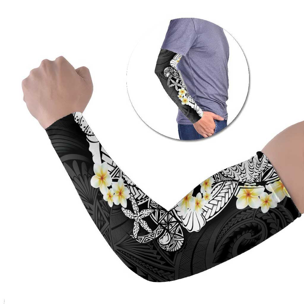 Black Samoa Tattoo Arm Sleeves Plumeria Samoan Ocean Tatau Pattern - Polynesian Pride