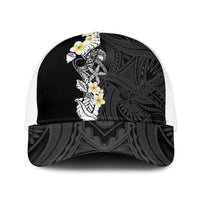 Black Samoa Tattoo Baseball Net Cap Plumeria Samoan Ocean Tatau Pattern - Polynesian Pride