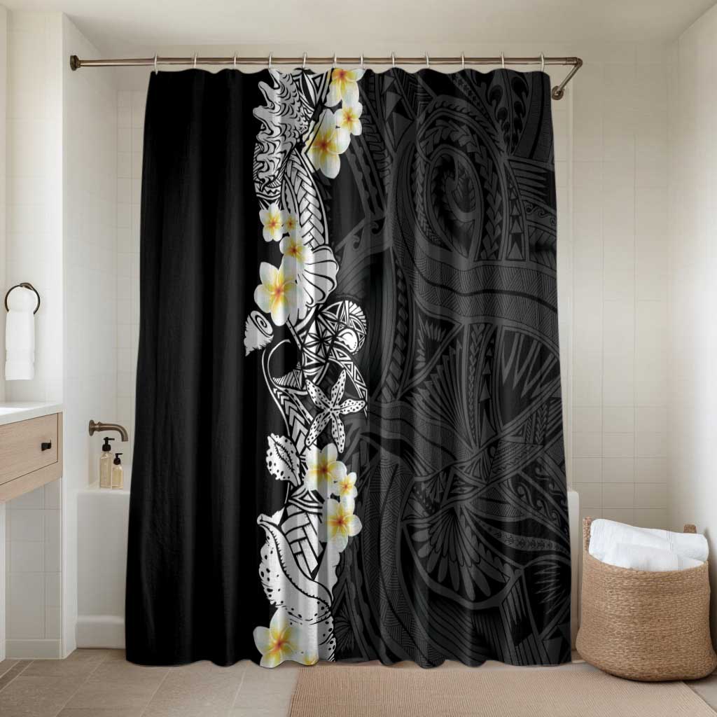 Black Samoa Tattoo Bathroom Set Plumeria Samoan Ocean Tatau Pattern - Polynesian Pride