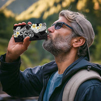 Black Samoa Tattoo 4 in 1 Can Cooler Tumbler Plumeria Samoan Ocean Tatau Pattern - Polynesian Pride