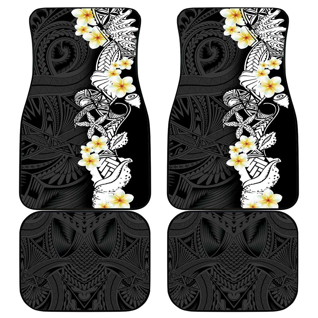 Black Samoa Tattoo Car Mats Plumeria Samoan Ocean Tatau Pattern - Polynesian Pride