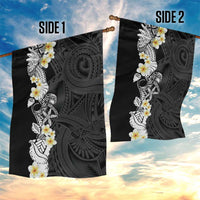 Black Samoa Tattoo Garden Flag Plumeria Samoan Ocean Tatau Pattern - Polynesian Pride