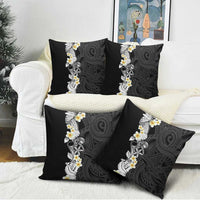 Black Samoa Tattoo Pillow Cover Plumeria Samoan Ocean Tatau Pattern - Polynesian Pride