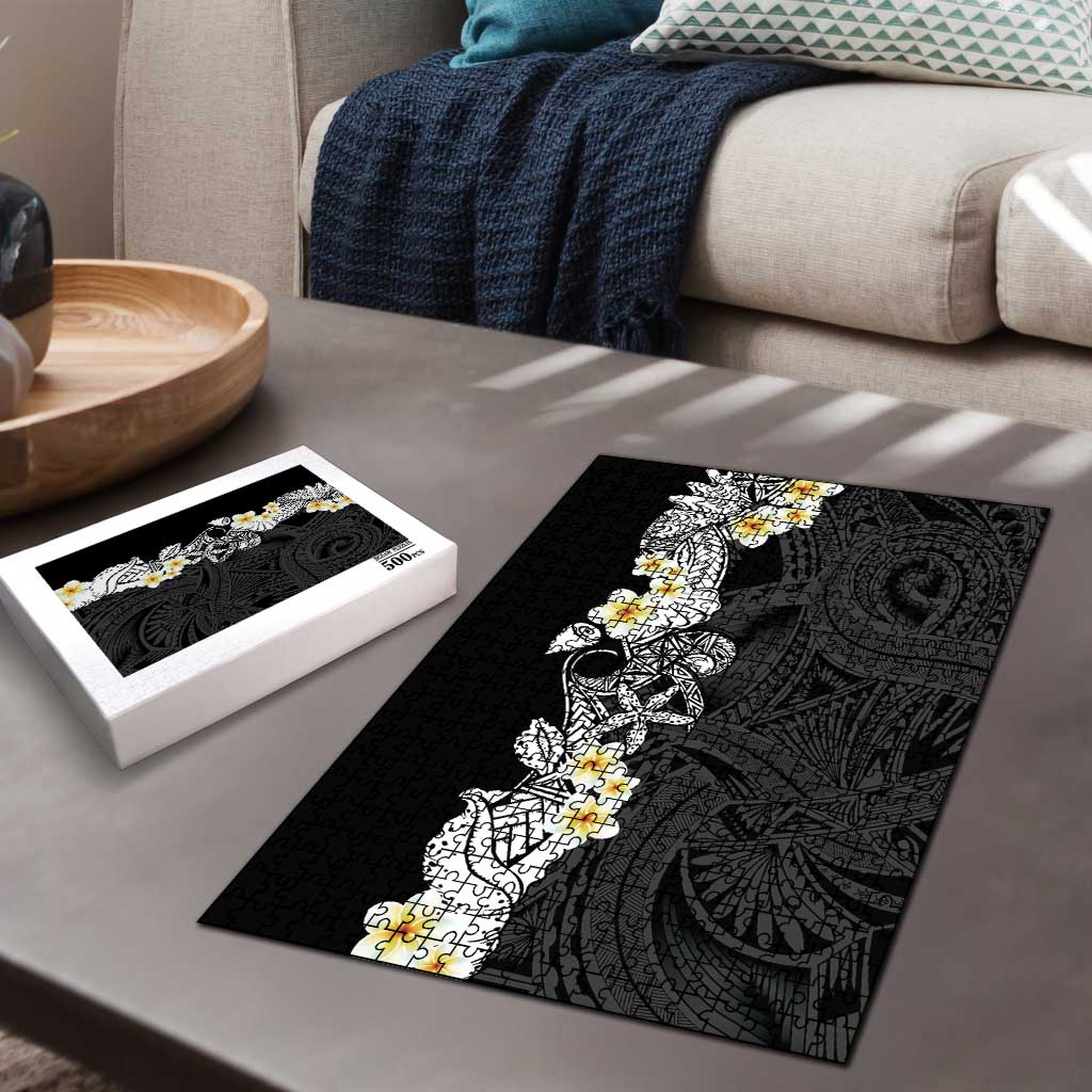 Black Samoa Tattoo Puzzle Plumeria Samoan Ocean Tatau Pattern - Polynesian Pride