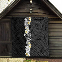Black Samoa Tattoo Quilt Plumeria Samoan Ocean Tatau Pattern - Polynesian Pride