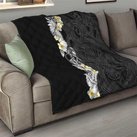 Black Samoa Tattoo Quilt Plumeria Samoan Ocean Tatau Pattern - Polynesian Pride