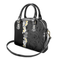 Black Samoa Tattoo Shoulder Handbag Plumeria Samoan Ocean Tatau Pattern - Polynesian Pride