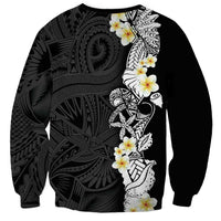Black Samoa Tattoo Sweatshirt Plumeria Samoan Ocean Tatau Pattern - Polynesian Pride