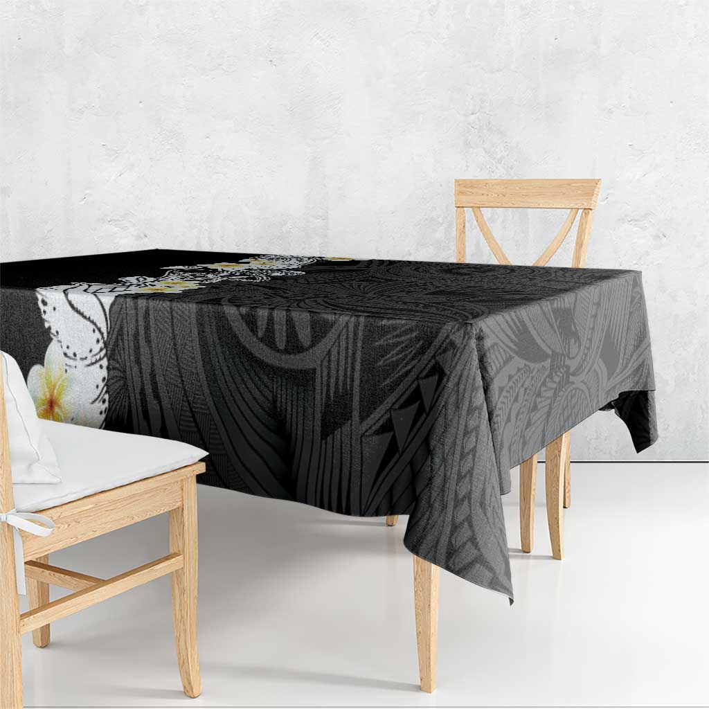 Black Samoa Tattoo Tablecloth Plumeria Samoan Ocean Tatau Pattern - Polynesian Pride