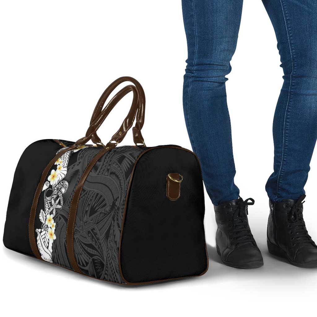 Black Samoa Tattoo Travel Bag Plumeria Samoan Ocean Tatau Pattern - Polynesian Pride