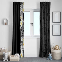 Black Samoa Tattoo Window Curtain Plumeria Samoan Ocean Tatau Pattern - Polynesian Pride