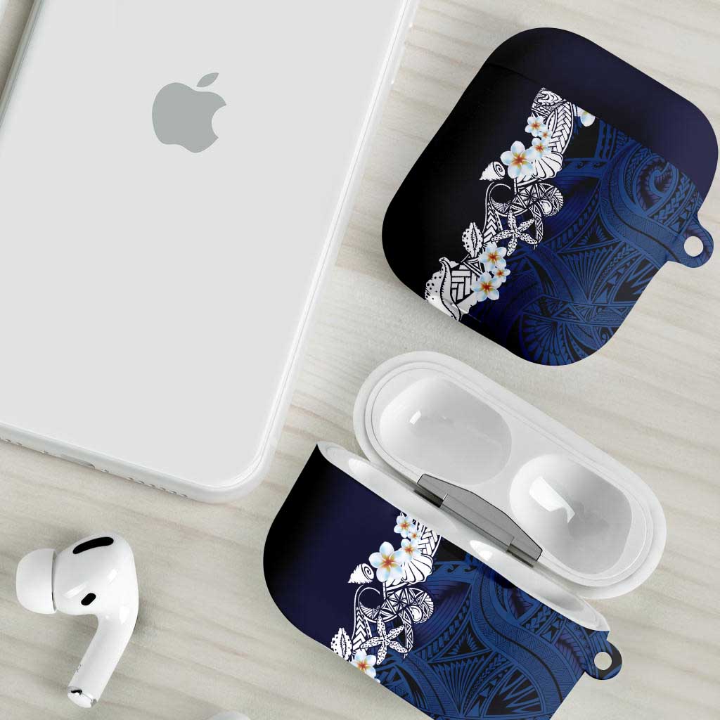 Blue Samoa Tattoo AirPods Case Plumeria Samoan Ocean Tatau Pattern - Polynesian Pride