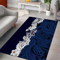 Blue Samoa Tattoo Area Rug Plumeria Samoan Ocean Tatau Pattern - Polynesian Pride