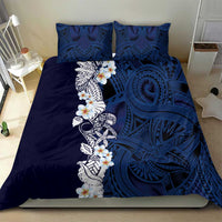 Blue Samoa Tattoo Bedding Set Plumeria Samoan Ocean Tatau Pattern - Polynesian Pride