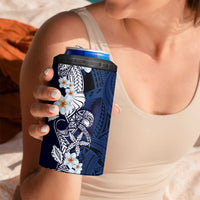 Blue Samoa Tattoo 4 in 1 Can Cooler Tumbler Plumeria Samoan Ocean Tatau Pattern - Polynesian Pride