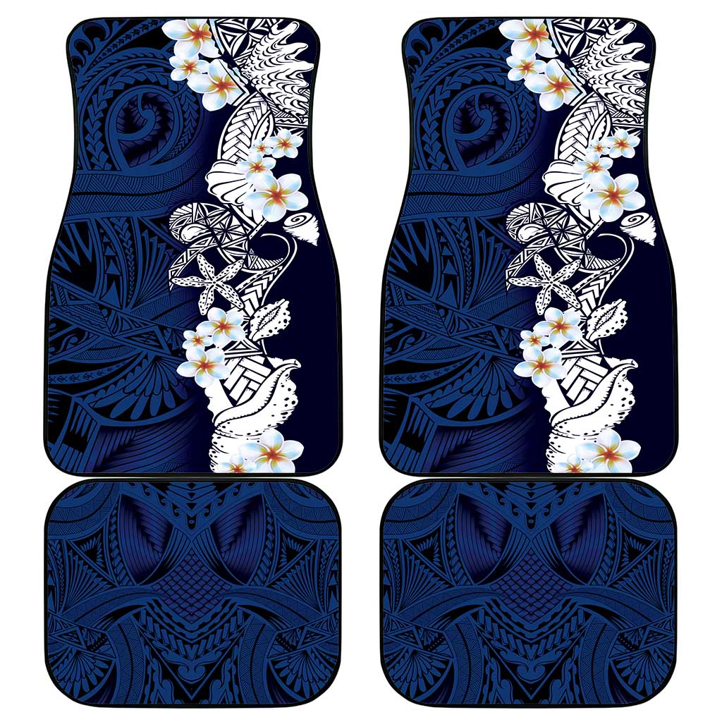 Blue Samoa Tattoo Car Mats Plumeria Samoan Ocean Tatau Pattern - Polynesian Pride