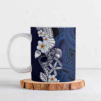 Blue Samoa Tattoo Ceramic Mug Plumeria Samoan Ocean Tatau Pattern - Polynesian Pride