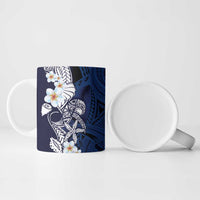 Blue Samoa Tattoo Ceramic Mug Plumeria Samoan Ocean Tatau Pattern - Polynesian Pride