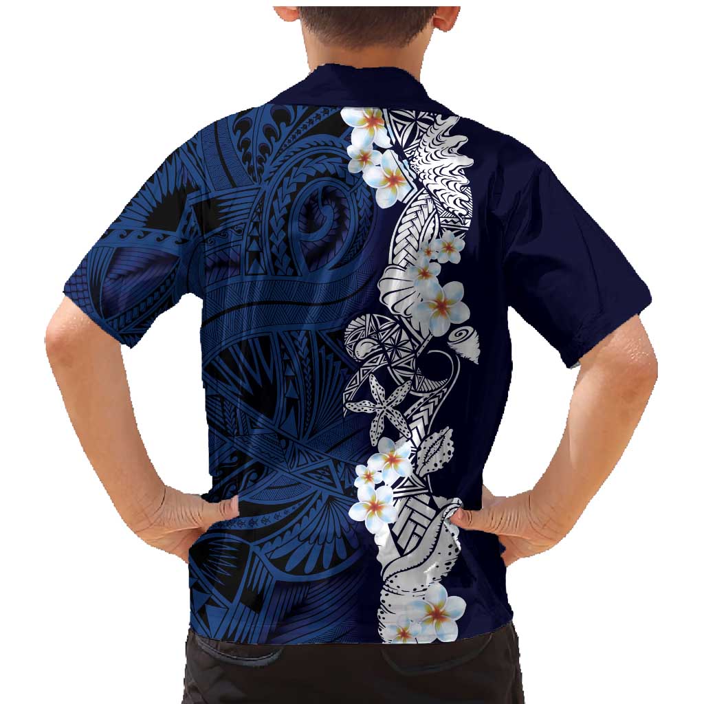 Blue Samoa Tattoo Family Matching Mermaid Dress and Hawaiian Shirt Plumeria Samoan Ocean Tatau Pattern - Polynesian Pride