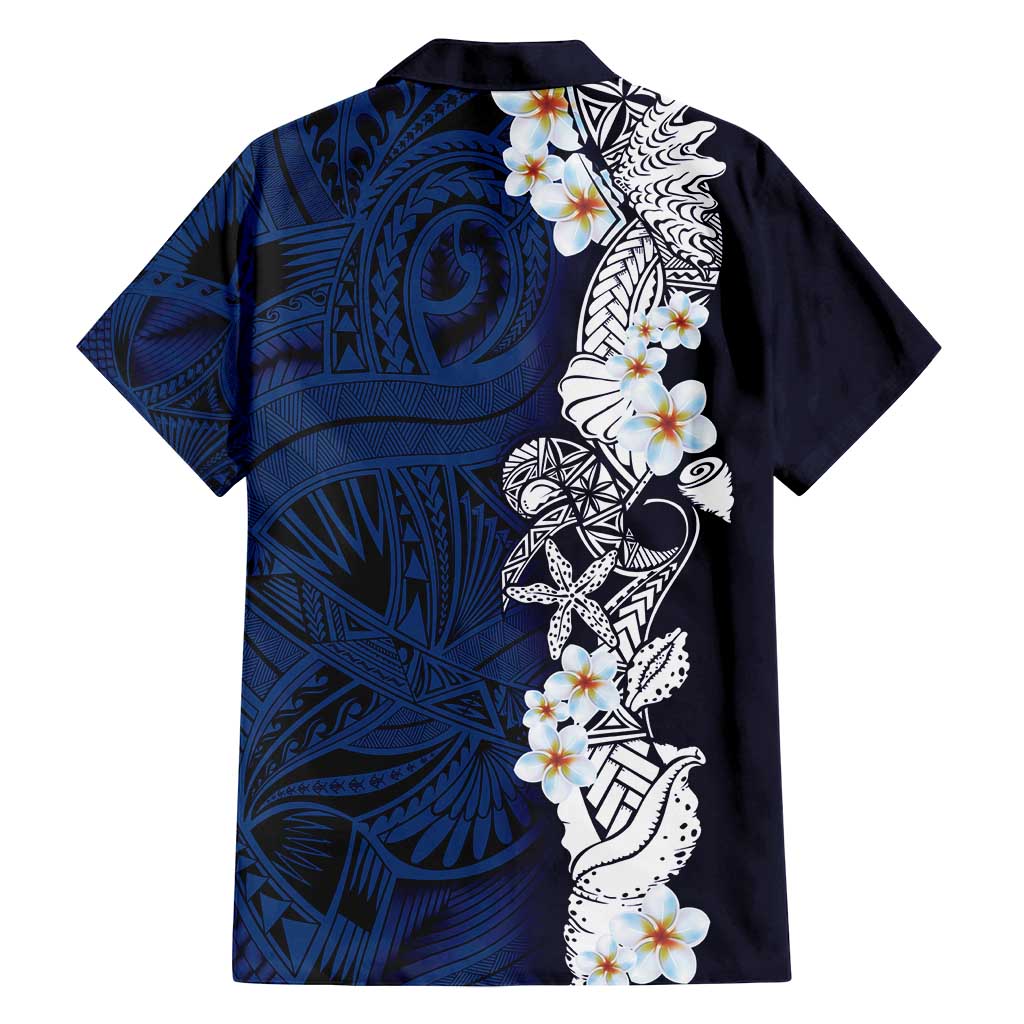 Blue Samoa Tattoo Family Matching Puletasi and Hawaiian Shirt Plumeria Samoan Ocean Tatau Pattern - Polynesian Pride