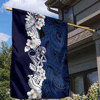 Blue Samoa Tattoo Garden Flag Plumeria Samoan Ocean Tatau Pattern - Polynesian Pride