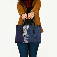 Blue Samoa Tattoo Leather Bag Plumeria Samoan Ocean Tatau Pattern - Polynesian Pride