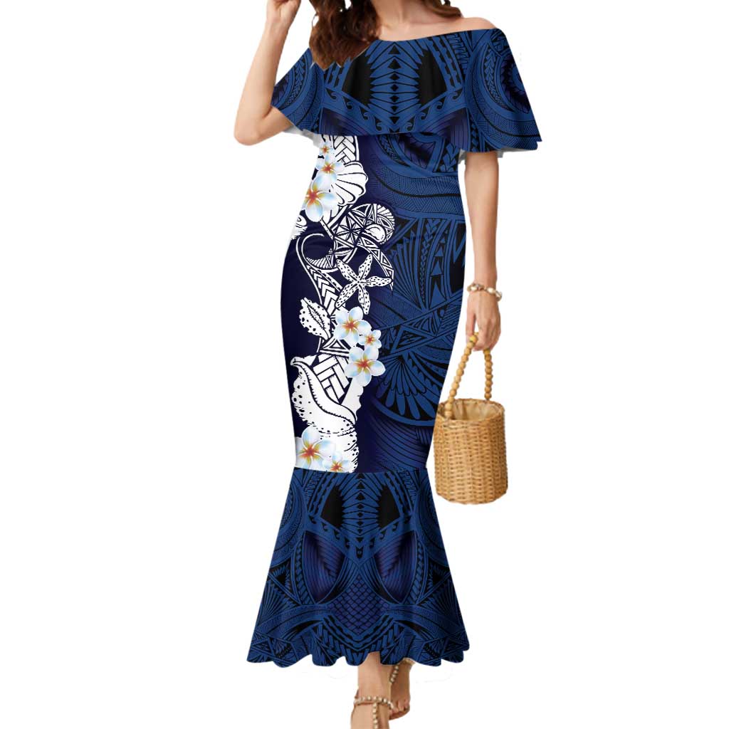 Blue Samoa Tattoo Mermaid Dress Plumeria Samoan Ocean Tatau Pattern - Polynesian Pride
