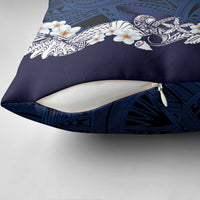 Blue Samoa Tattoo Pillow Cover Plumeria Samoan Ocean Tatau Pattern - Polynesian Pride