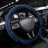 Blue Samoa Tattoo Steering Wheel Cover Plumeria Samoan Ocean Tatau Pattern - Polynesian Pride