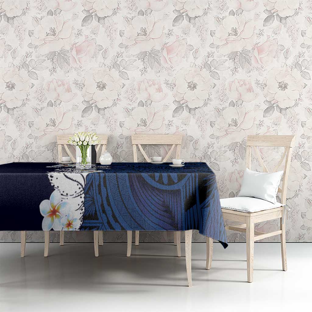 Blue Samoa Tattoo Tablecloth Plumeria Samoan Ocean Tatau Pattern - Polynesian Pride